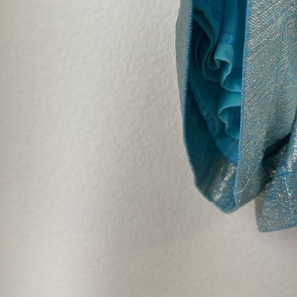 Revolve Dee Dee metallic blue thick waist band, wide leg shorts small nwot 24A - Picture 3 of 5